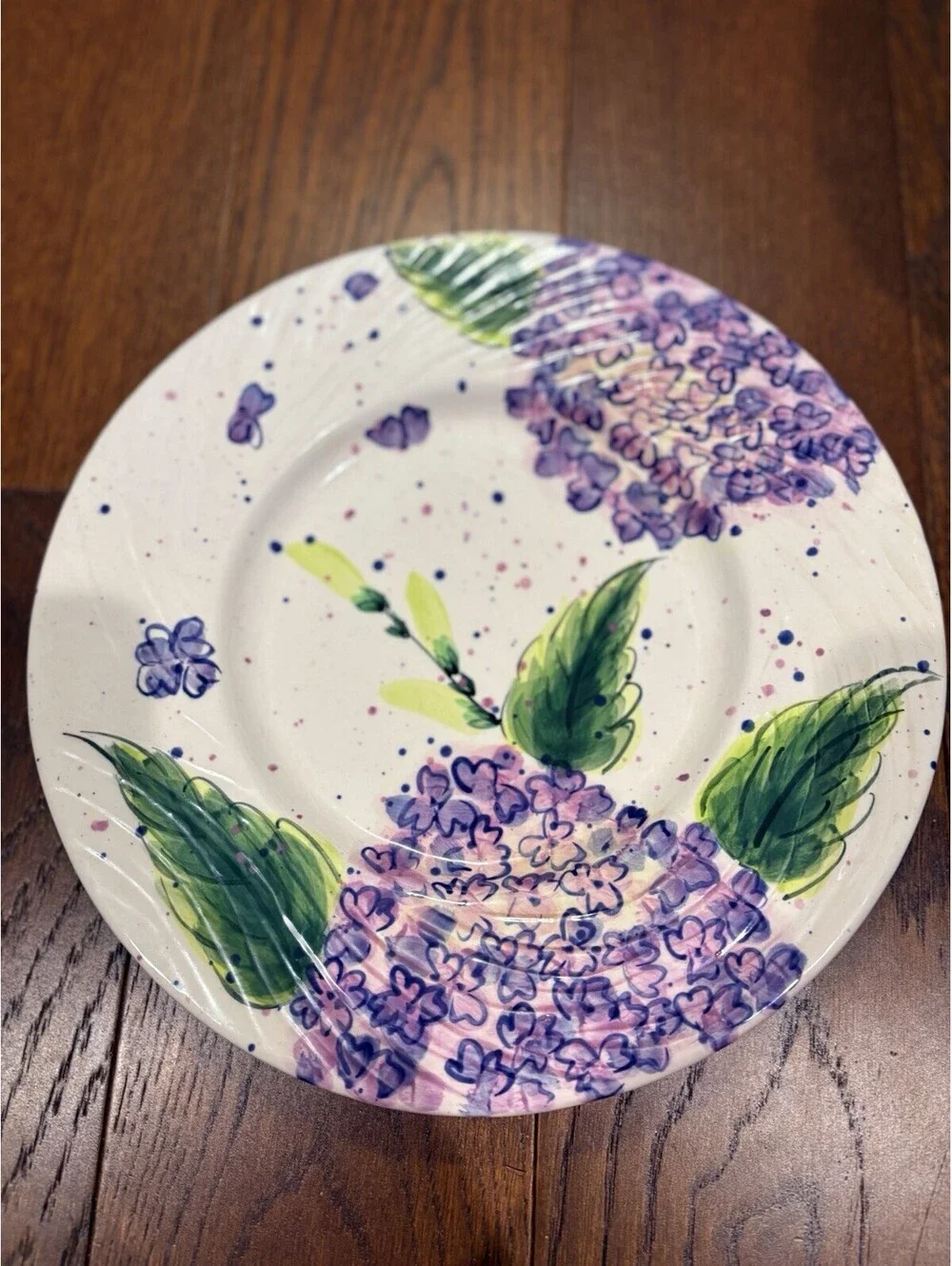 Bella Casa by Ganz Hydrangeas Handpainted Stretch Vase And Matching Plate